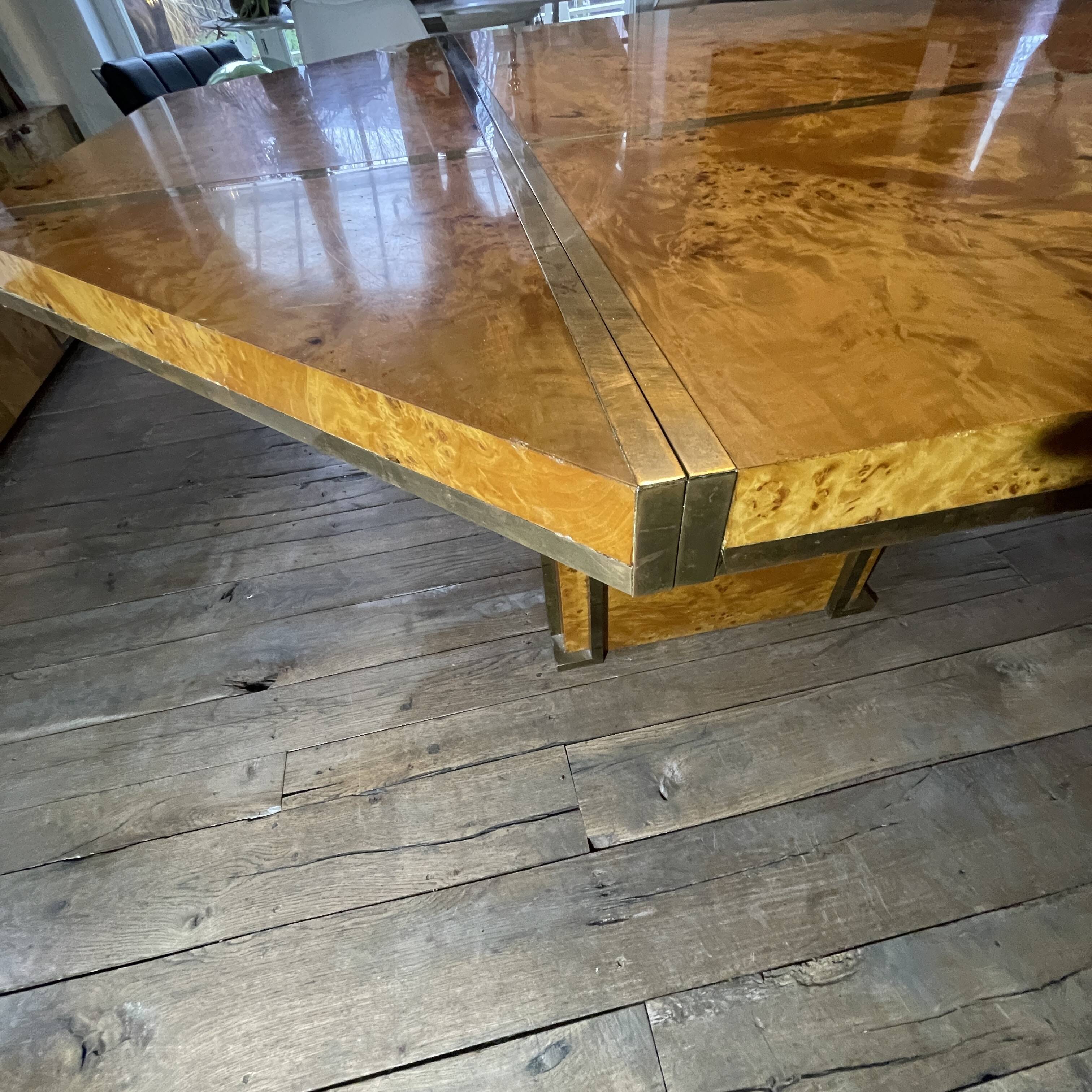 JEAN-CLAUDE MAHEY, Hollywood Regency dining table, extension leaves included.