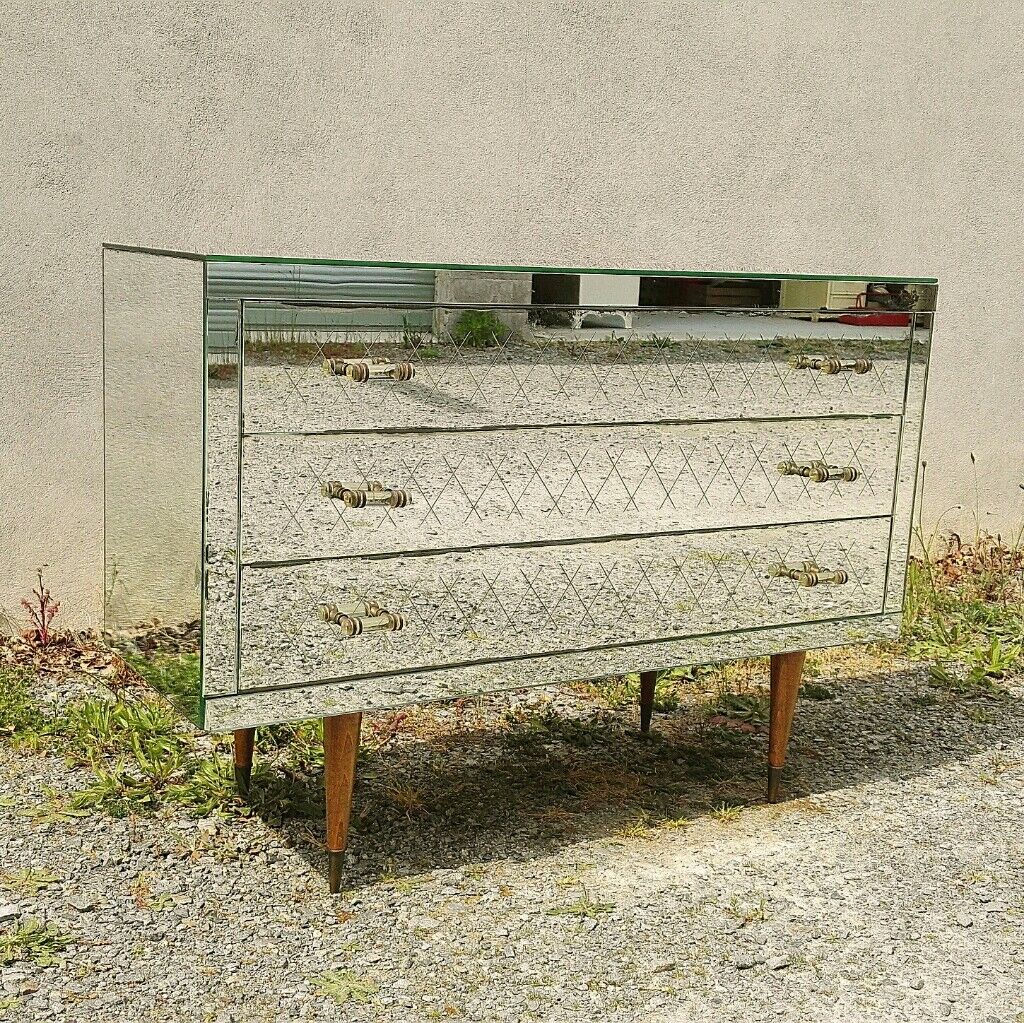 Mirror chest of drawers year 50 vintage art deco