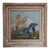 Tableau carré fleurs des champs montagne