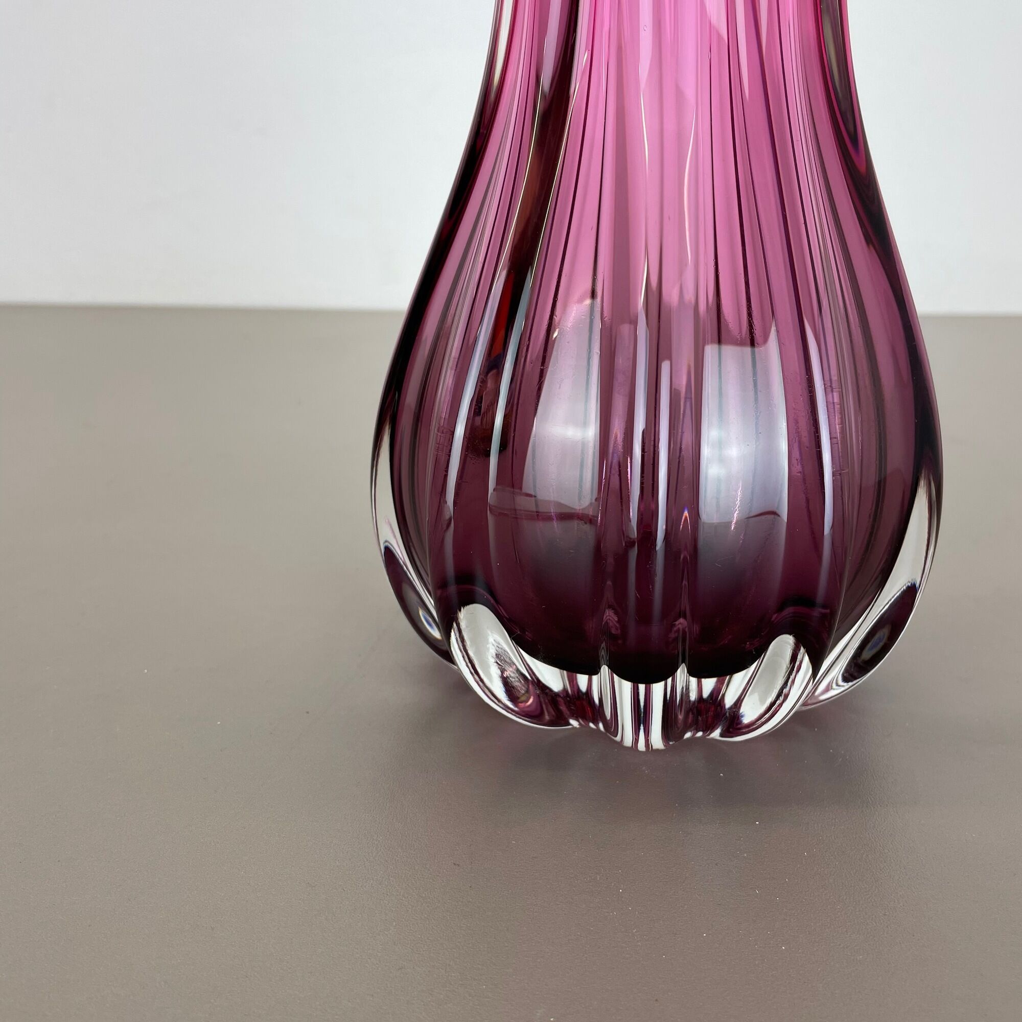 Multi-color pink floral Murano glass Sommerso vase italy, 1970s