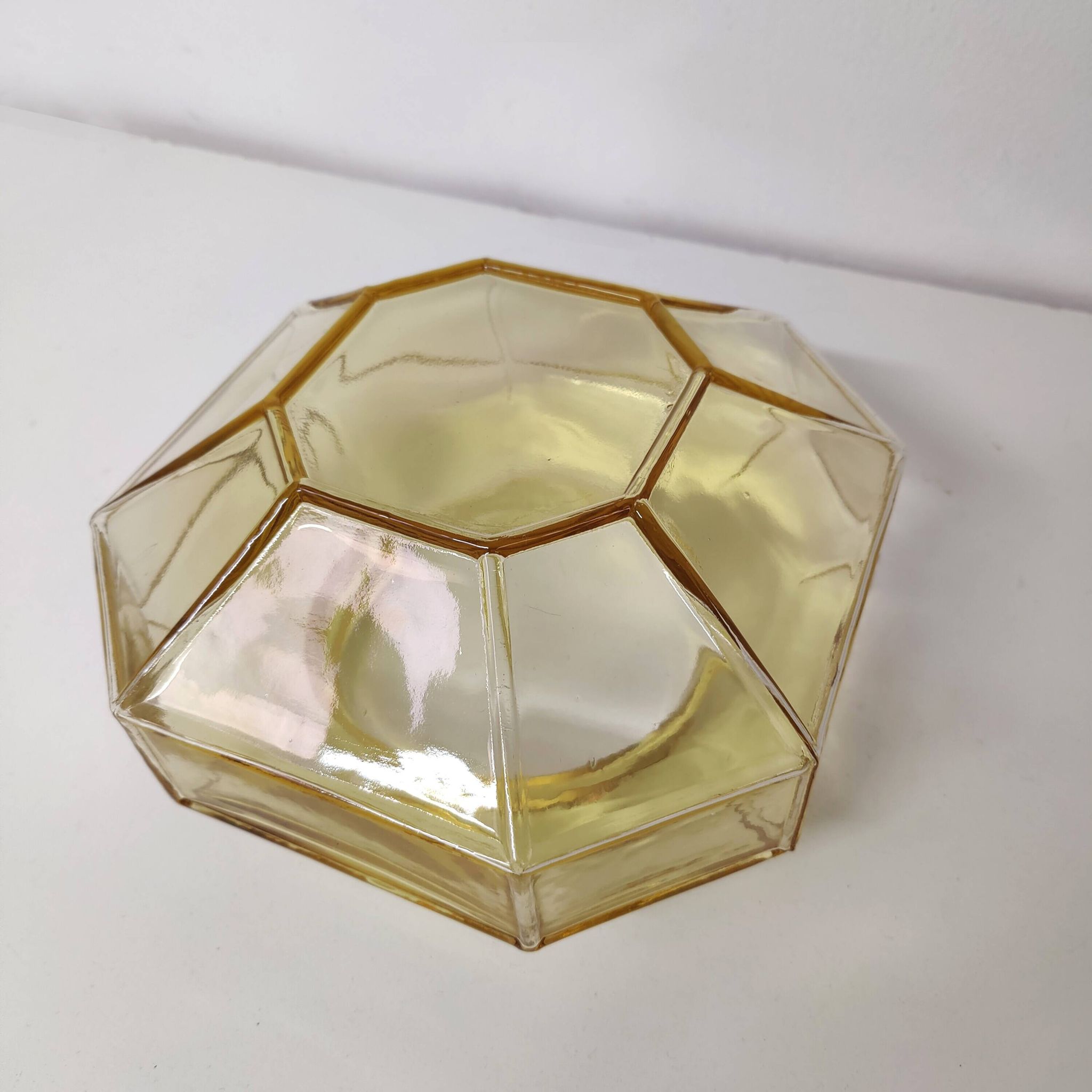 Italian wall lamp Ismos octagonal yellow glass 70s