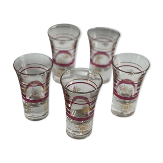 5 oriental style tea glasses.