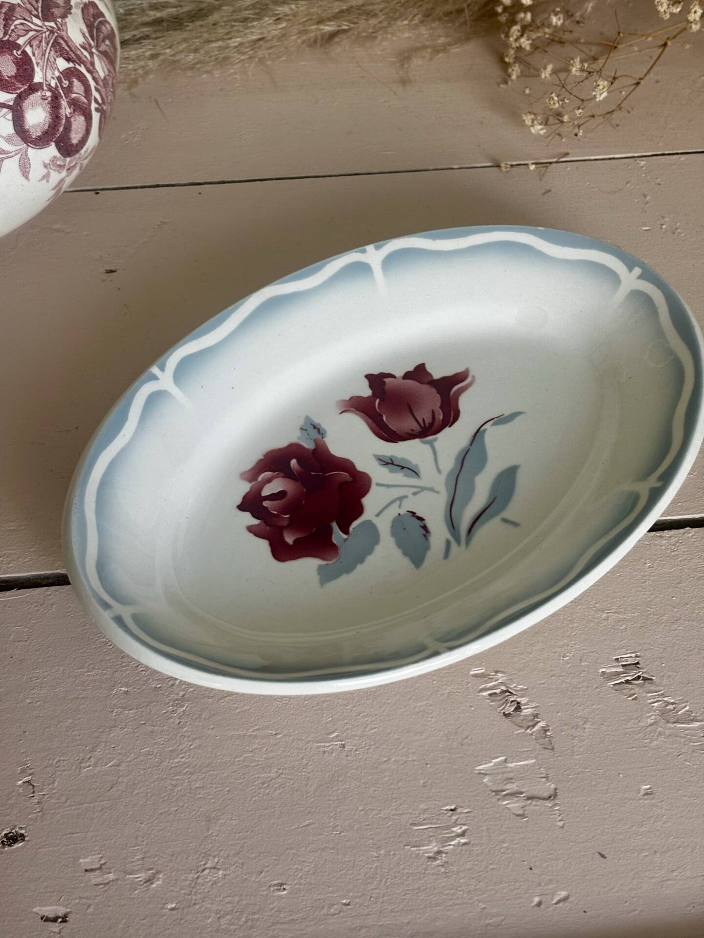 Old earthenware dish from Digoin Sarreguemines Alesia
