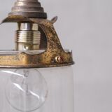 Paire de pendentifs en verre et laiton française du milieu du siècle