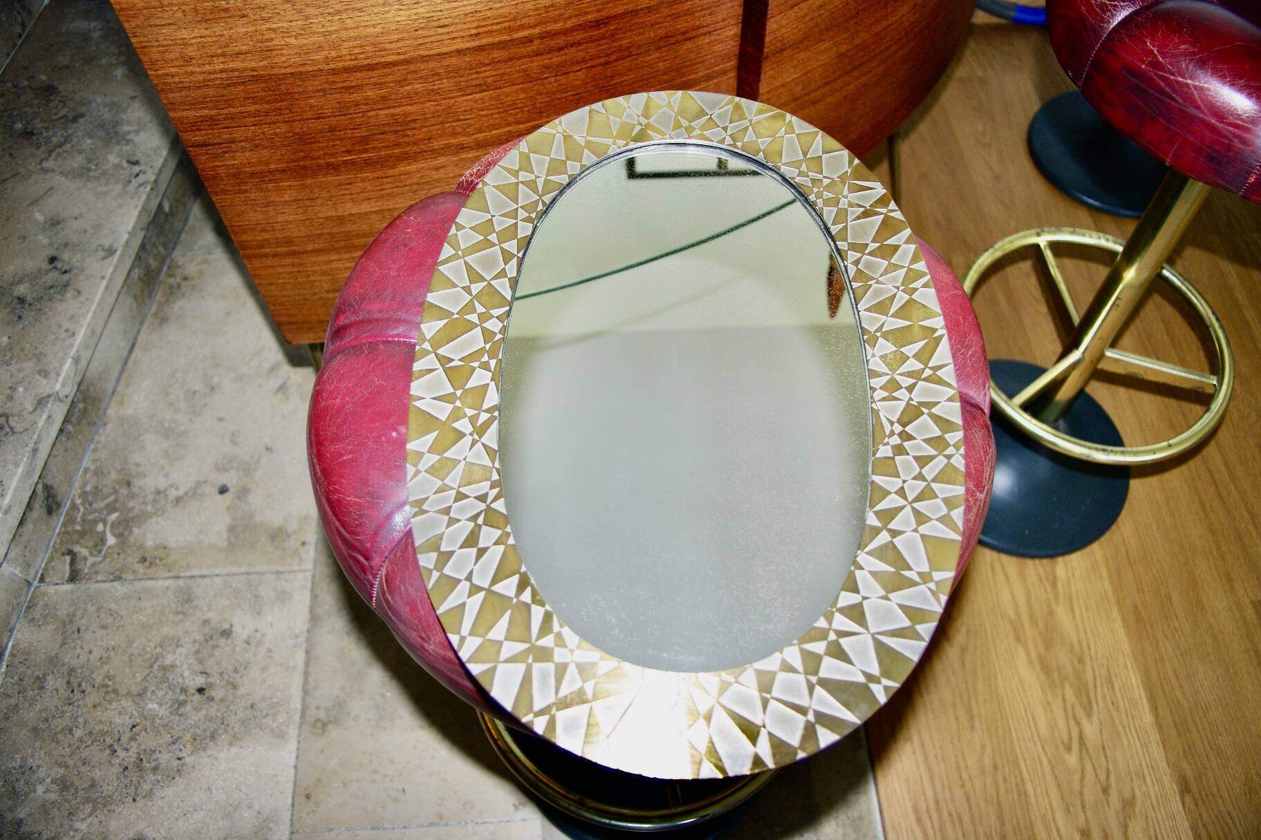 Vintage brass mirror by thomas pysse dk denmark 1950