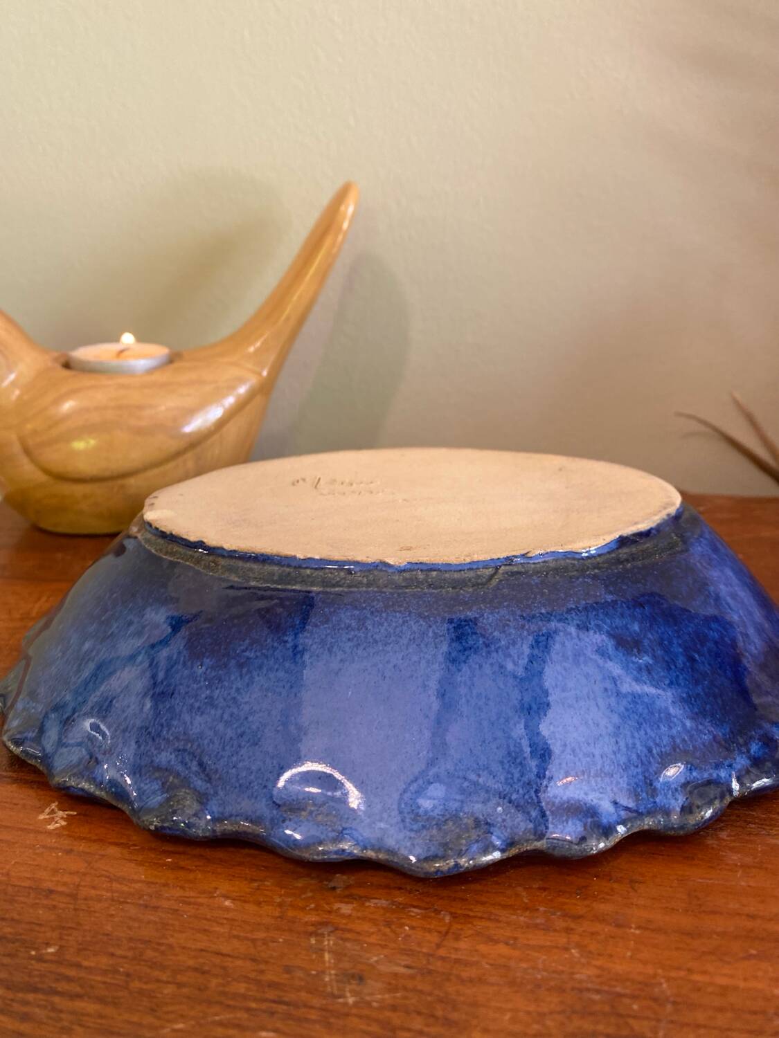 Blue stoneware dish