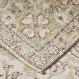 5x9 Light Green & Beige Madallion Corners Vintage Rug, 166x268Cm