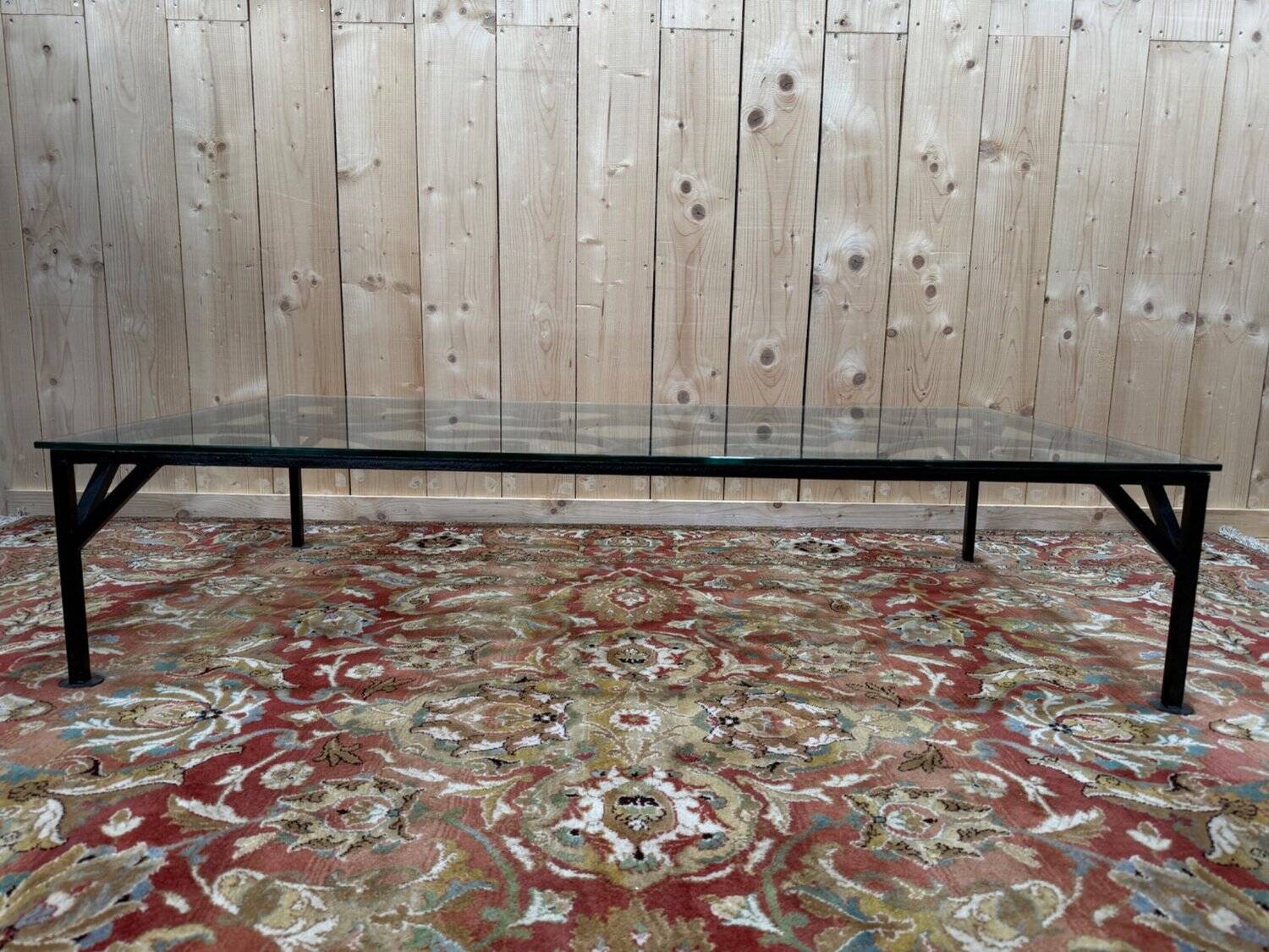 Wrought iron and glass coffee table from the 1900s.