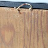 Vintage oil painting, rural winter landscape, 1960s