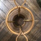Umbrella stand with 2 handles in curved rattan and wood, circa 1960.