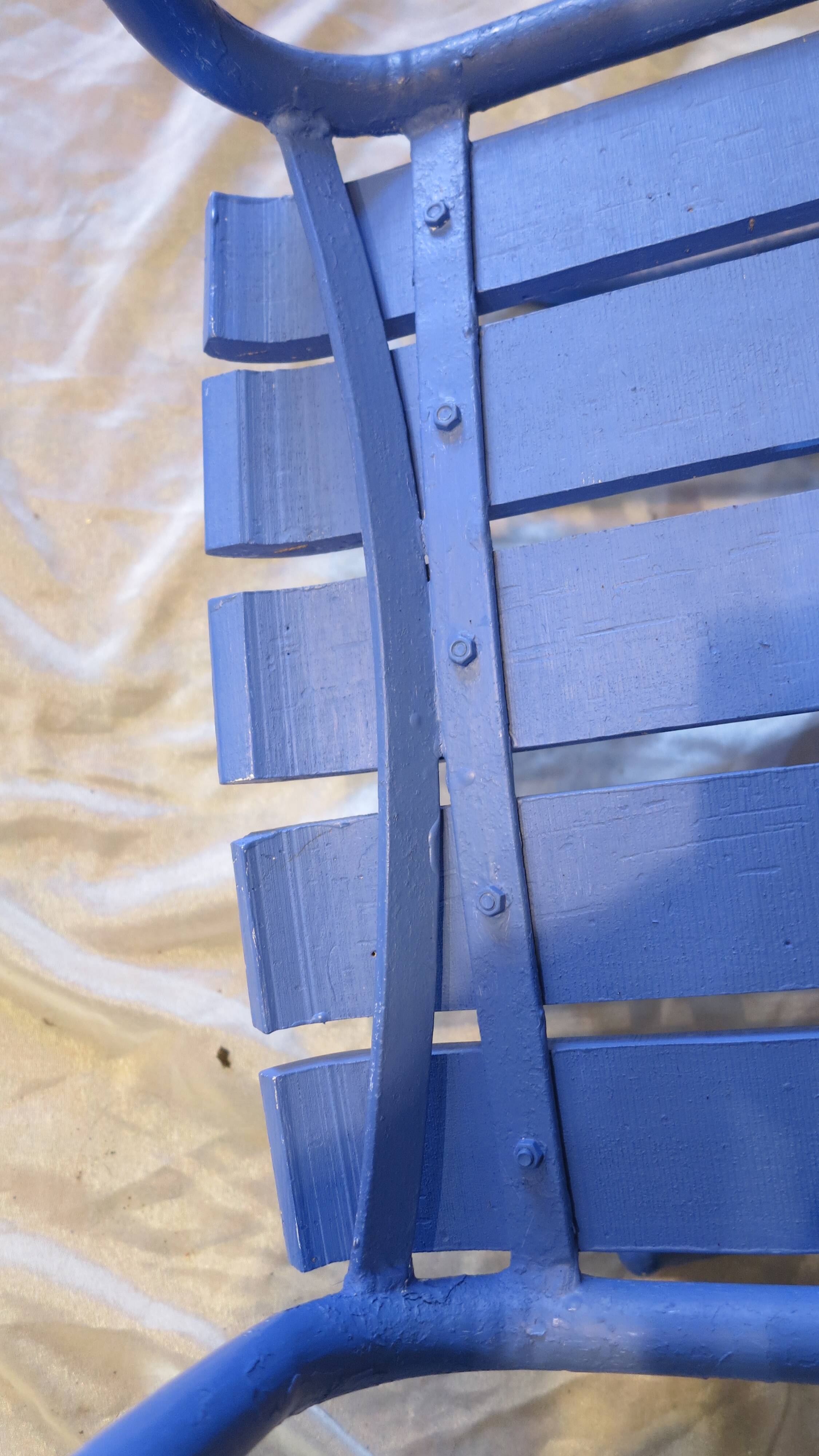 Pair of ultramarine blue garden or patio armchairs