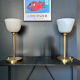 Pair of "Senator" lamps in brass and opaline.