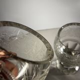 Pair of stemmed glasses in thick crystal, Bohemian, circa 1900