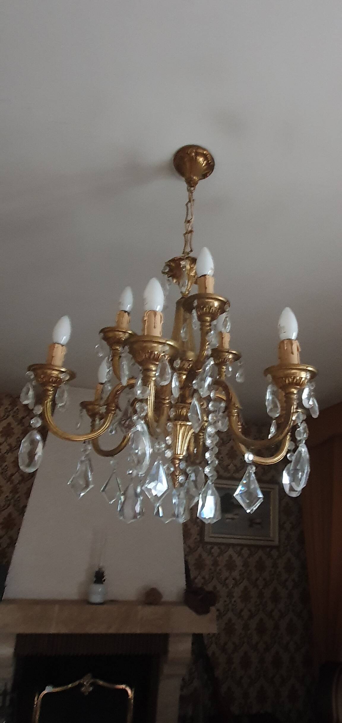 Bronze or brass chandelier from the 1980s.