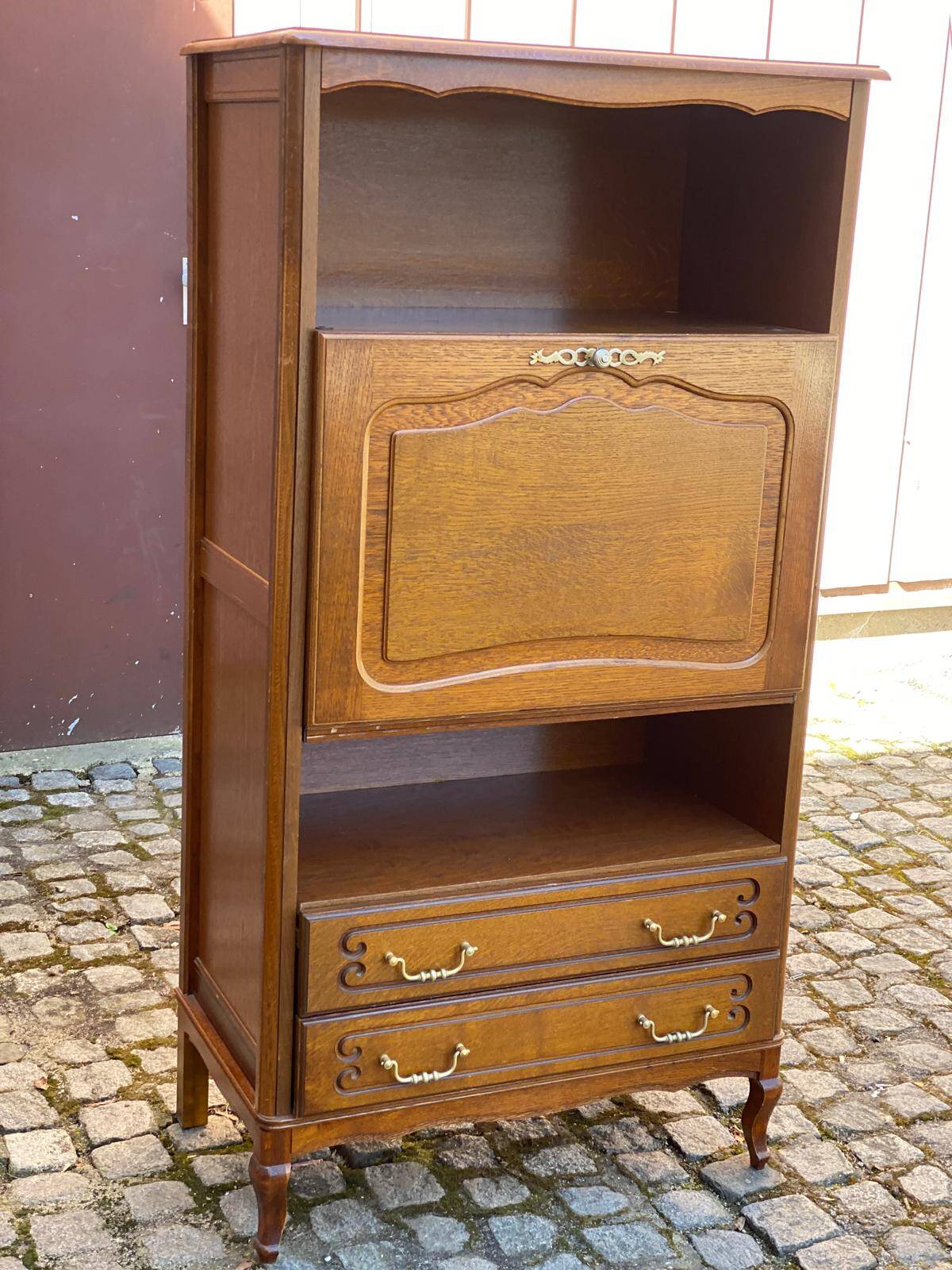Louis XV Art Nouveau secretary, solid wood, medium satin oak