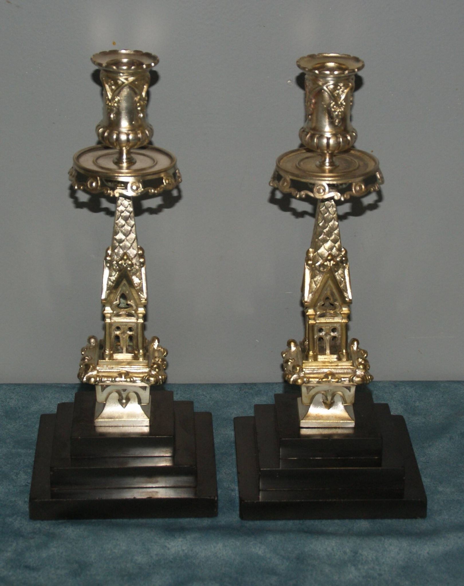 Rare pair of 19th century bronze candlesticks