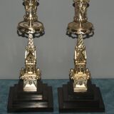 Rare pair of 19th century bronze candlesticks
