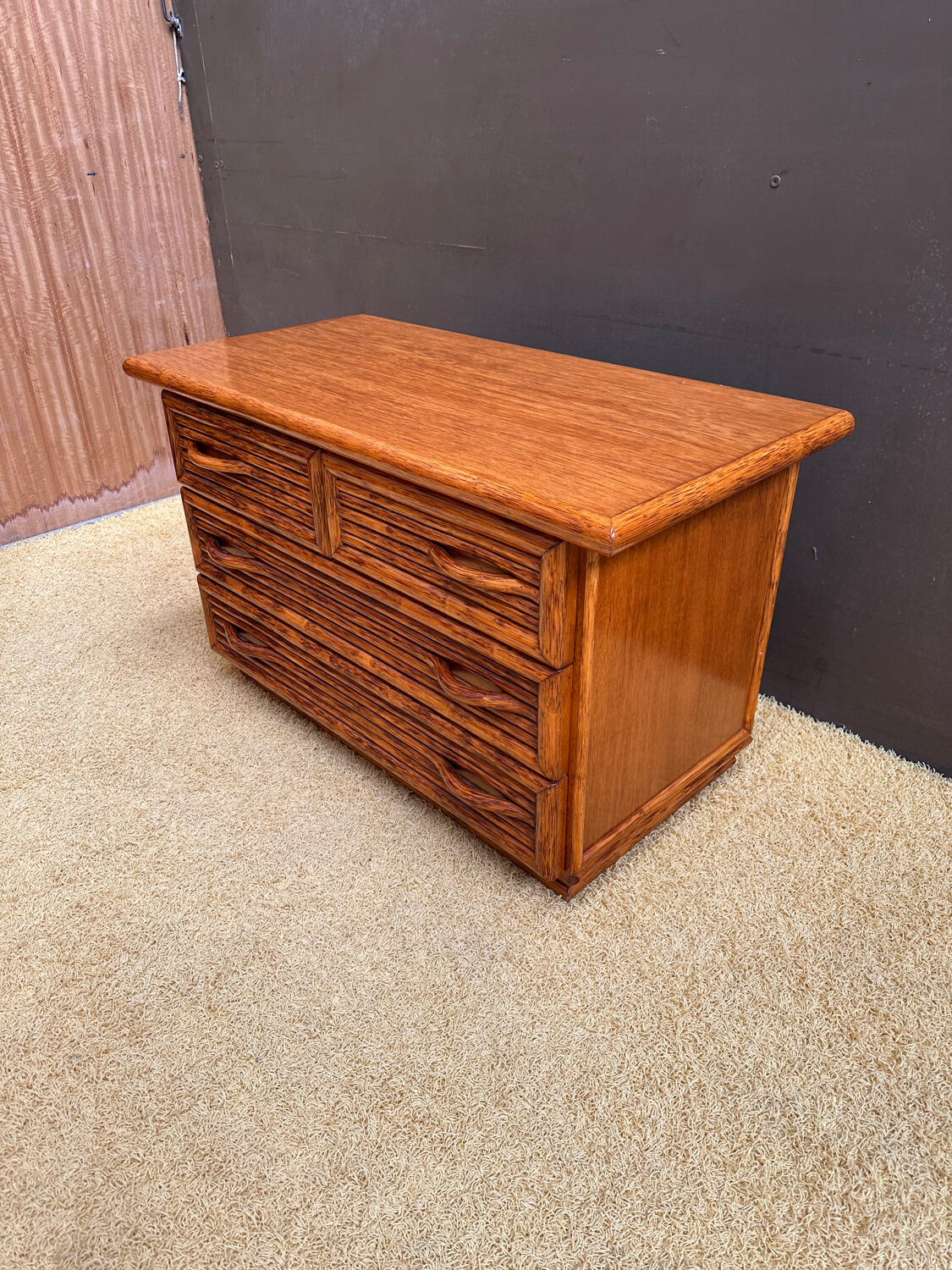 Maugrion bamboo chest of drawers for Roche Bobois