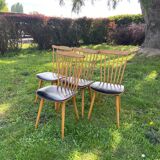 Set de 4 chaises Baumann assise en simili cuir noir