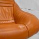 Sofa "space age". Leather, fiberglass, foam, steel. Circa 1970. Orange.
