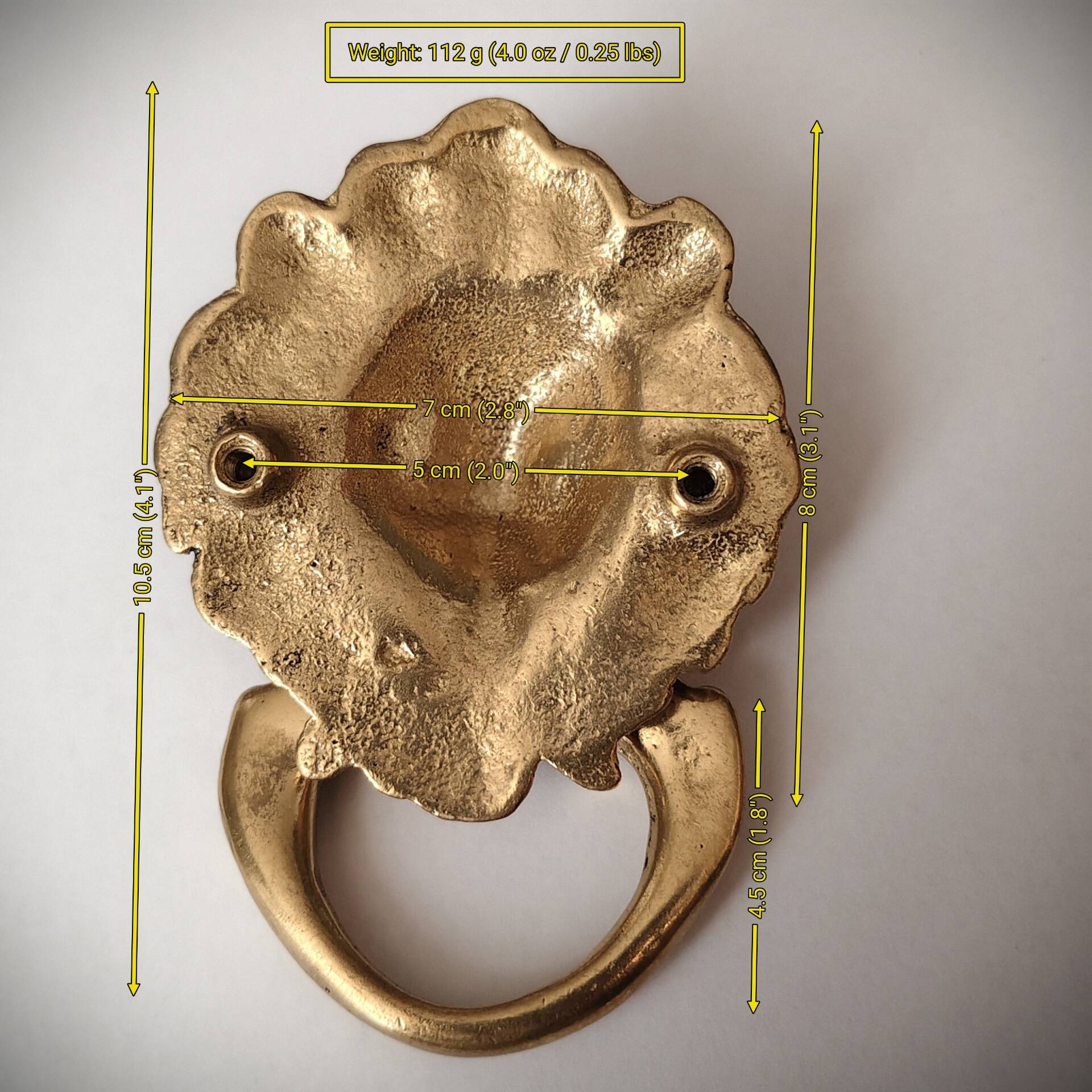 Lion Head Door Knocker in Solid Brass, Antique Door Handle