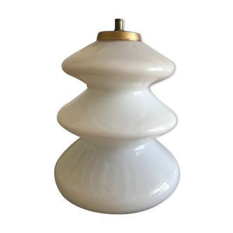 Hanging lamp in white opaline and brass