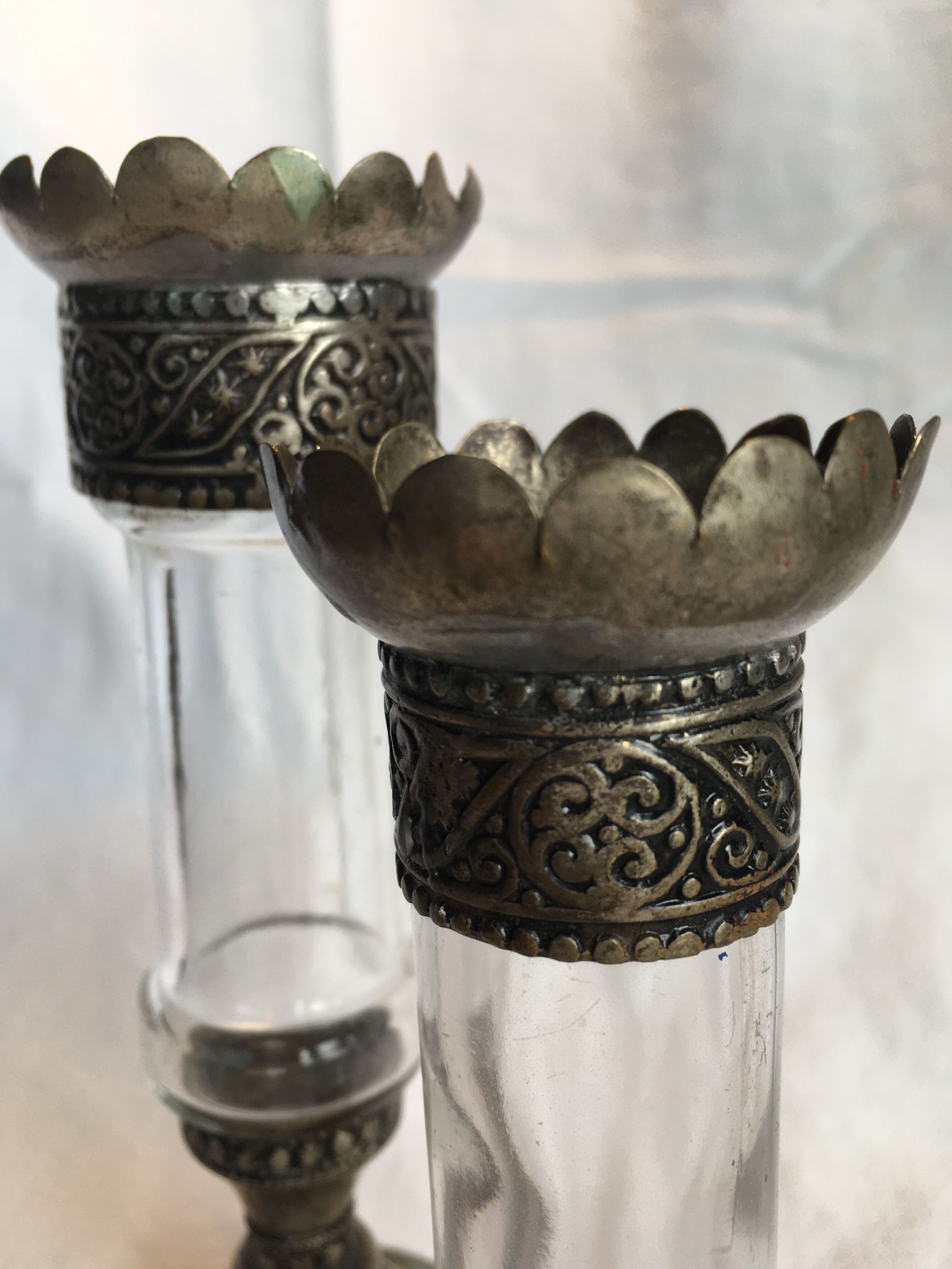 Brass and glass candle holders