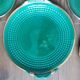Dessert or cheese set, dish and 4 plates, Saint Clément green and gold