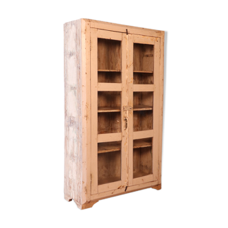 Old Burmese teak showcase white-ecru patina