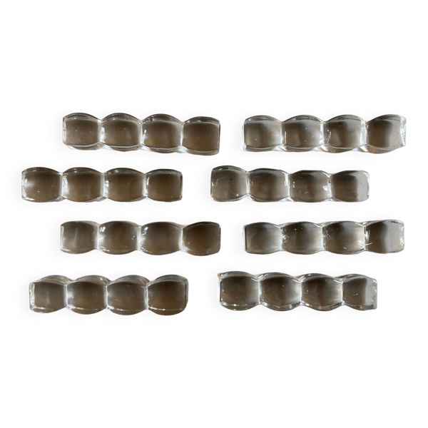 Set de 8 porte couteaux coussins modernistes en cristal sonnant 1940