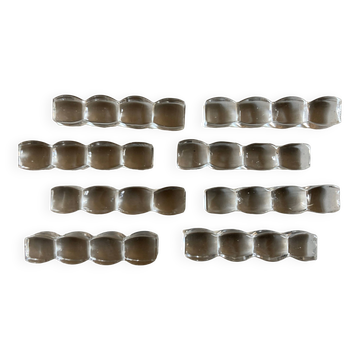 Set de 8 porte couteaux coussins modernistes en cristal sonnant 1940
