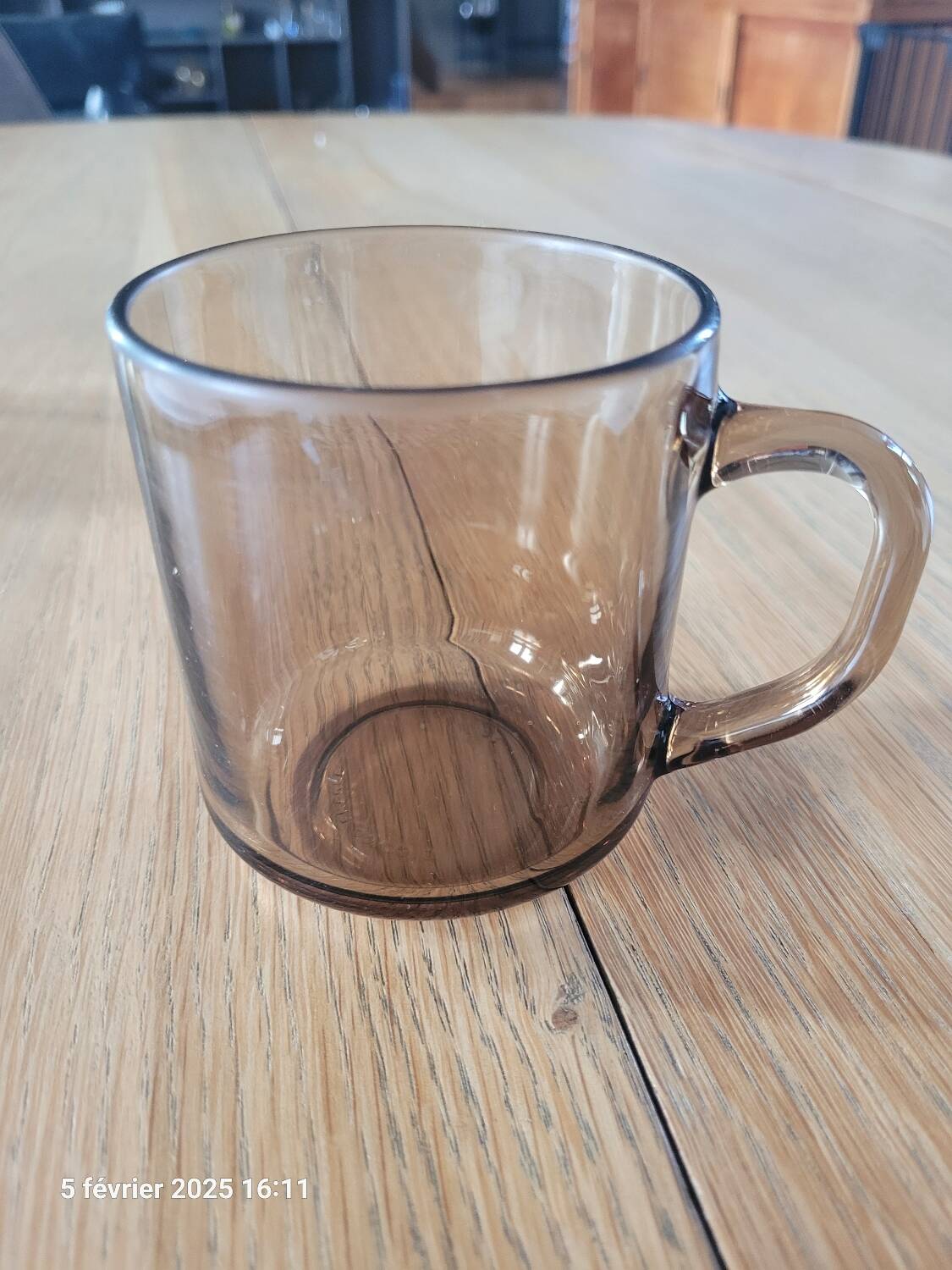 2 smoked glass mugs
