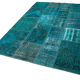 Handwoven oriental overdyed 171 cm x 244 cm turquoise patchwork rug