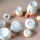Vintage Iridescent Orange Tea and Dessert Set