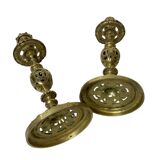 Pair of bronze torches chiseled with foliage, 19th century