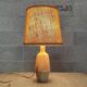 Patinated sandstone and jute ceramic lamp