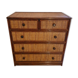 Commodity in rattan 5 drawers