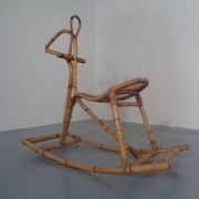 Large Bamboo Rocking Horse by Dirk van Sliedregt for Rohé Noordwolde, 1950s