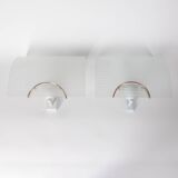 Pair of vintage 80s wall lamps in decorated glass Italian design