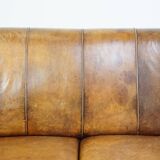 Vintage sheep leather 2 seater sofa with patina