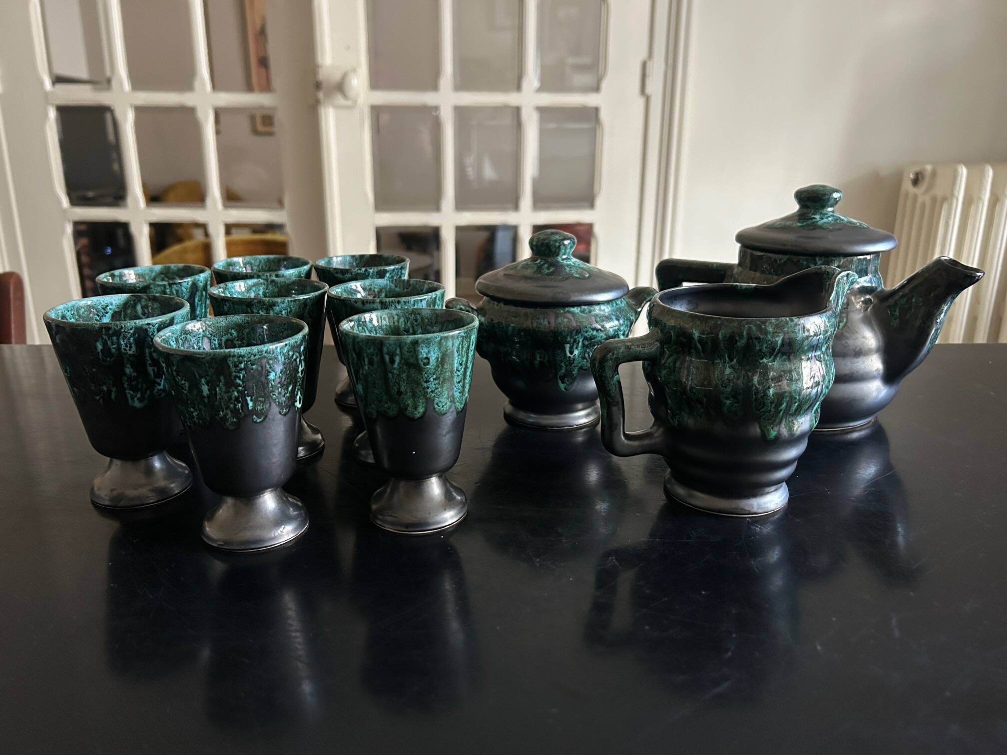 Petit Masse Morvan tea set (8 cups, teapot, sugar bowl, milk jug)