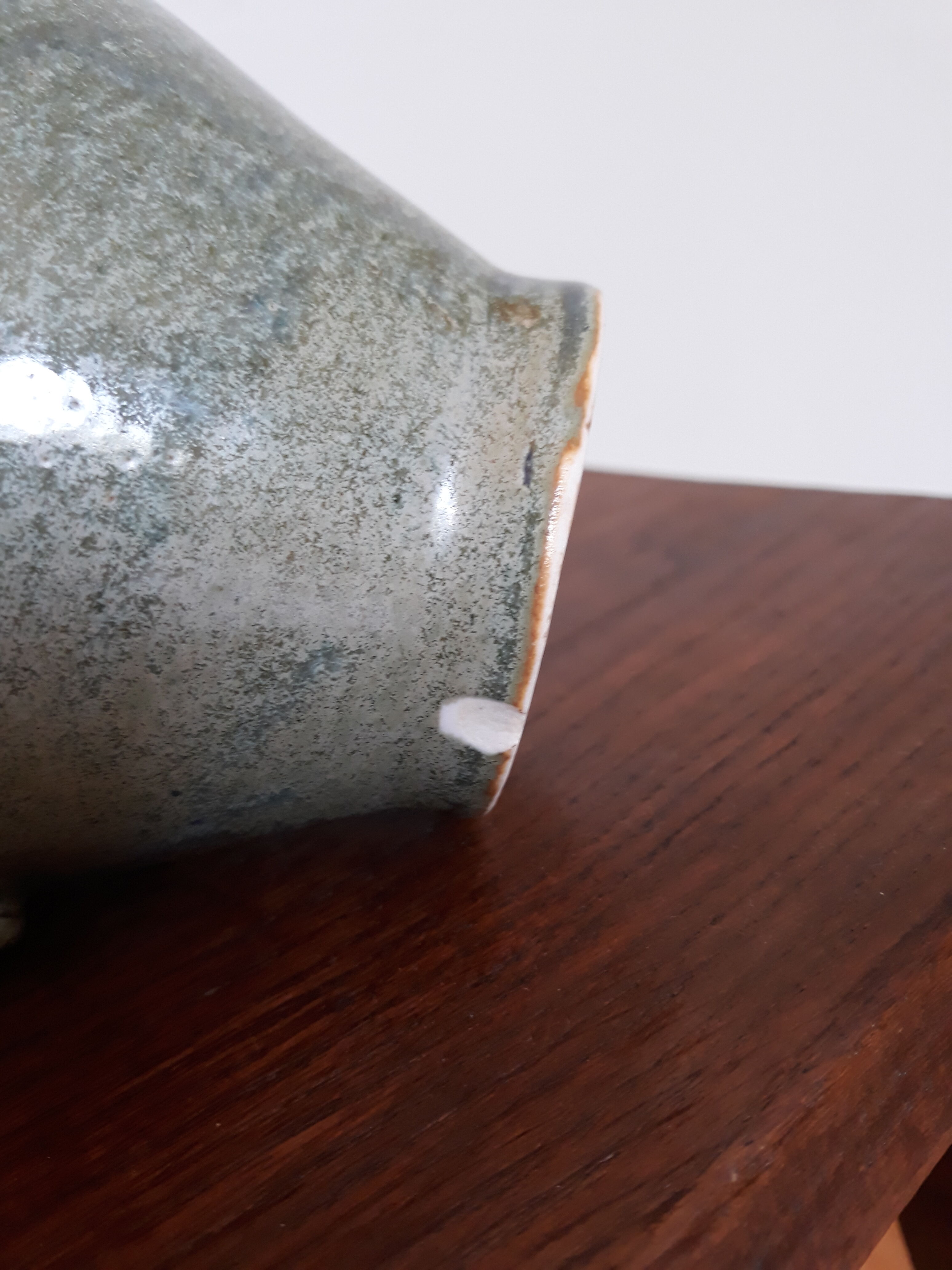 Pitcher ceramic  tones blue, green and caramel