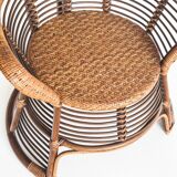Fauteuil haut vintage en cannage/rotin. France, années 60