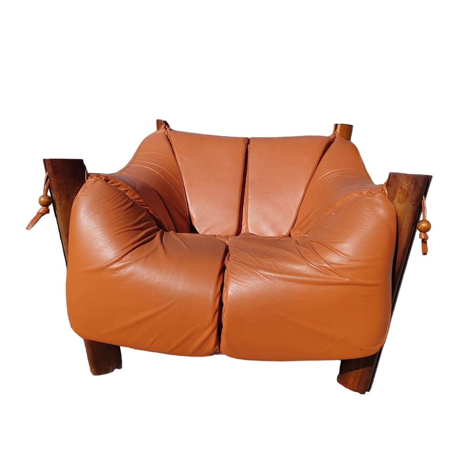 Percival lafer mp-211 sofa set with two armchairs and an ottoman in leather.