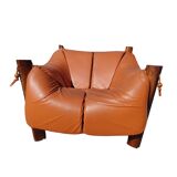 Percival lafer mp-211 sofa set with two armchairs and an ottoman in leather.