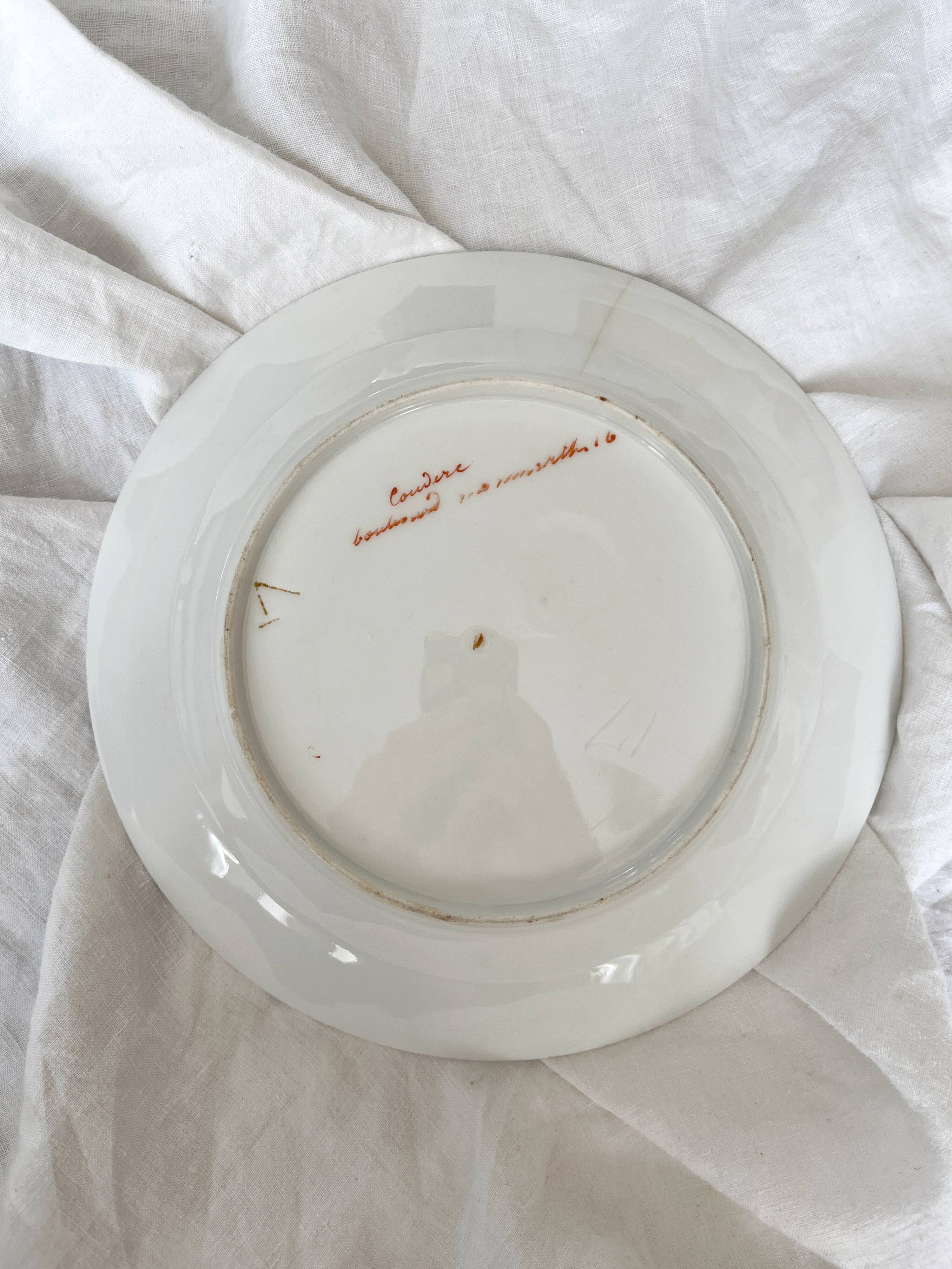 2 antique porcelain dessert plates in the Empire style, 19th century