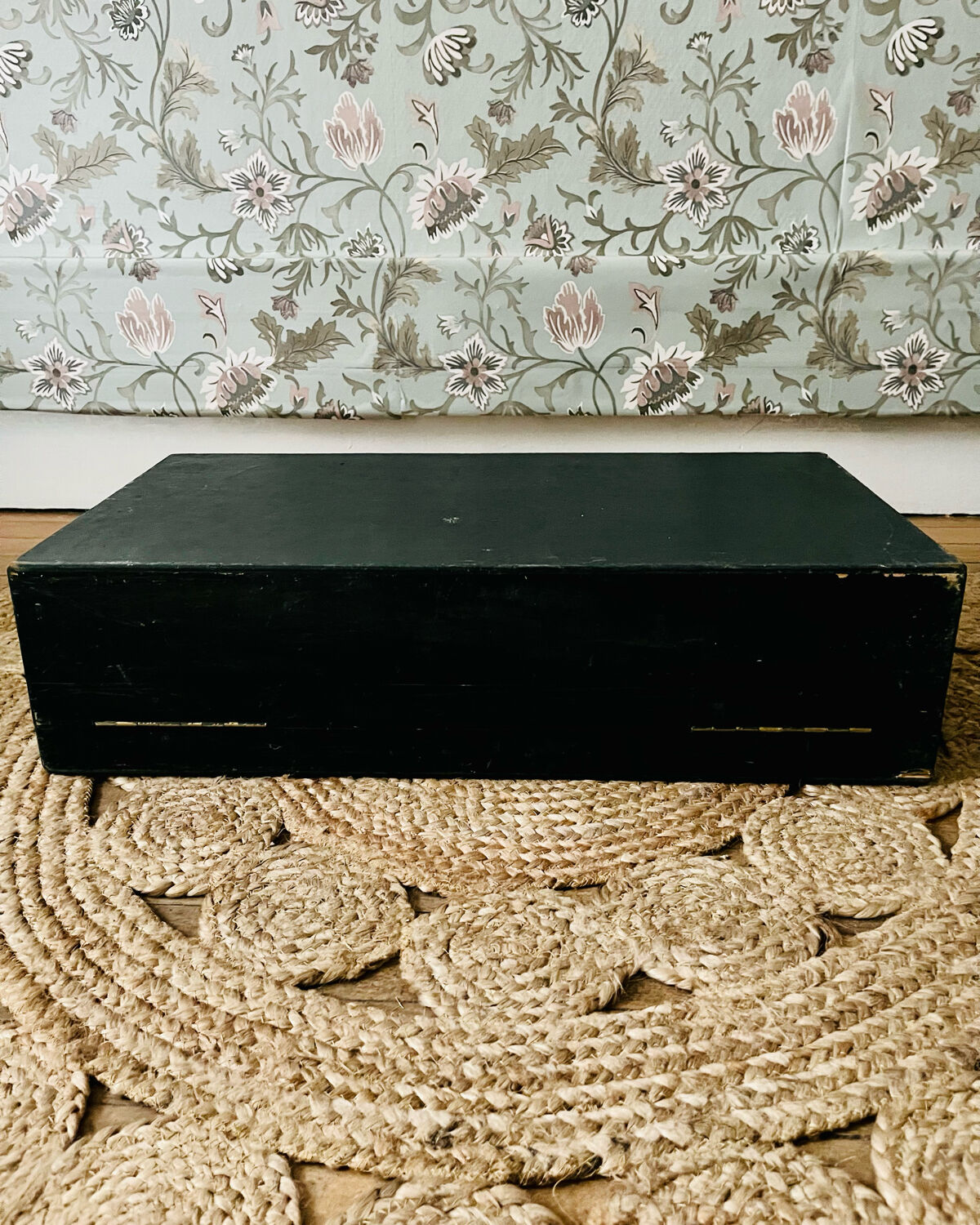 Vintage painter's chest in dark green wood