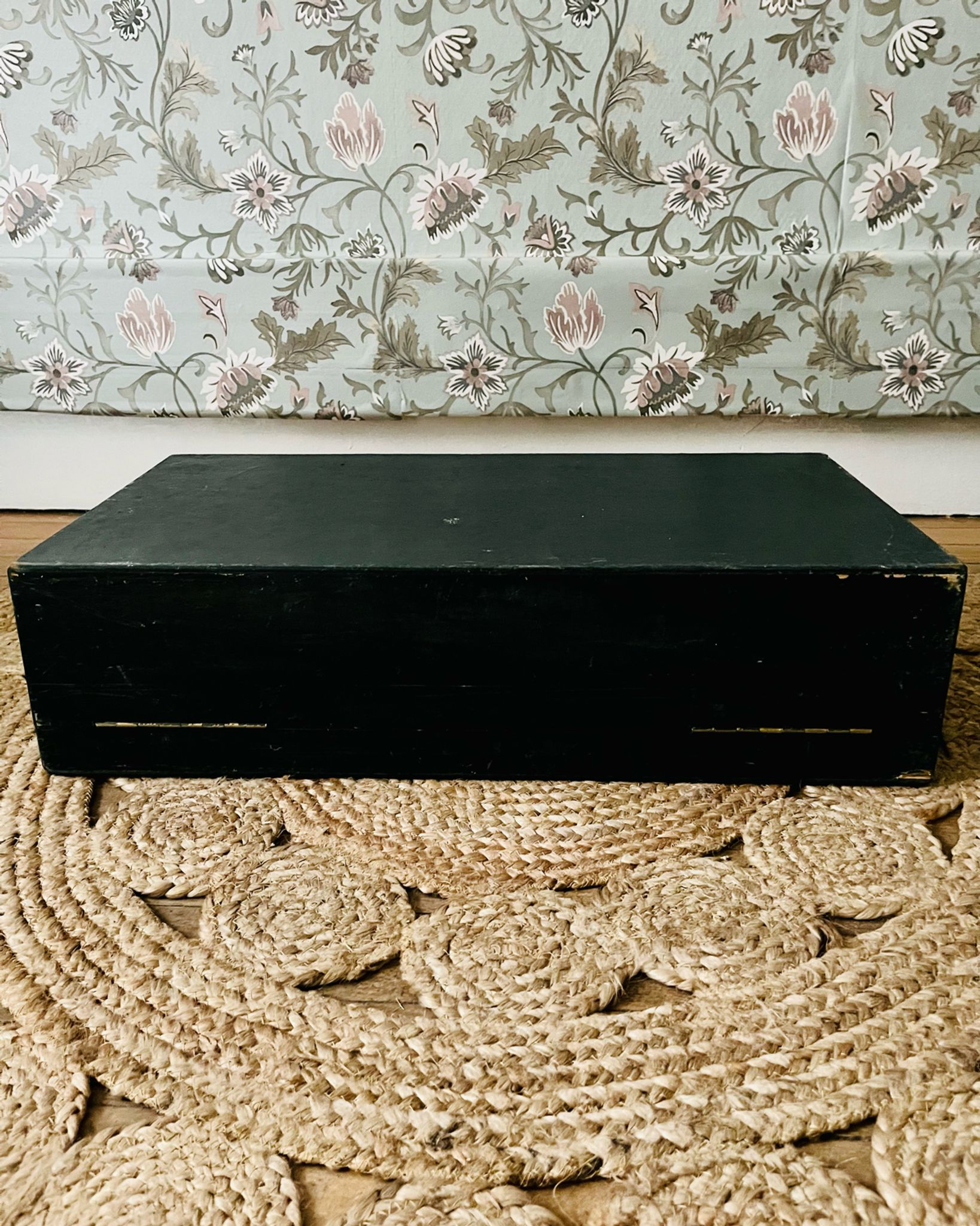 Vintage painter's chest in dark green wood
