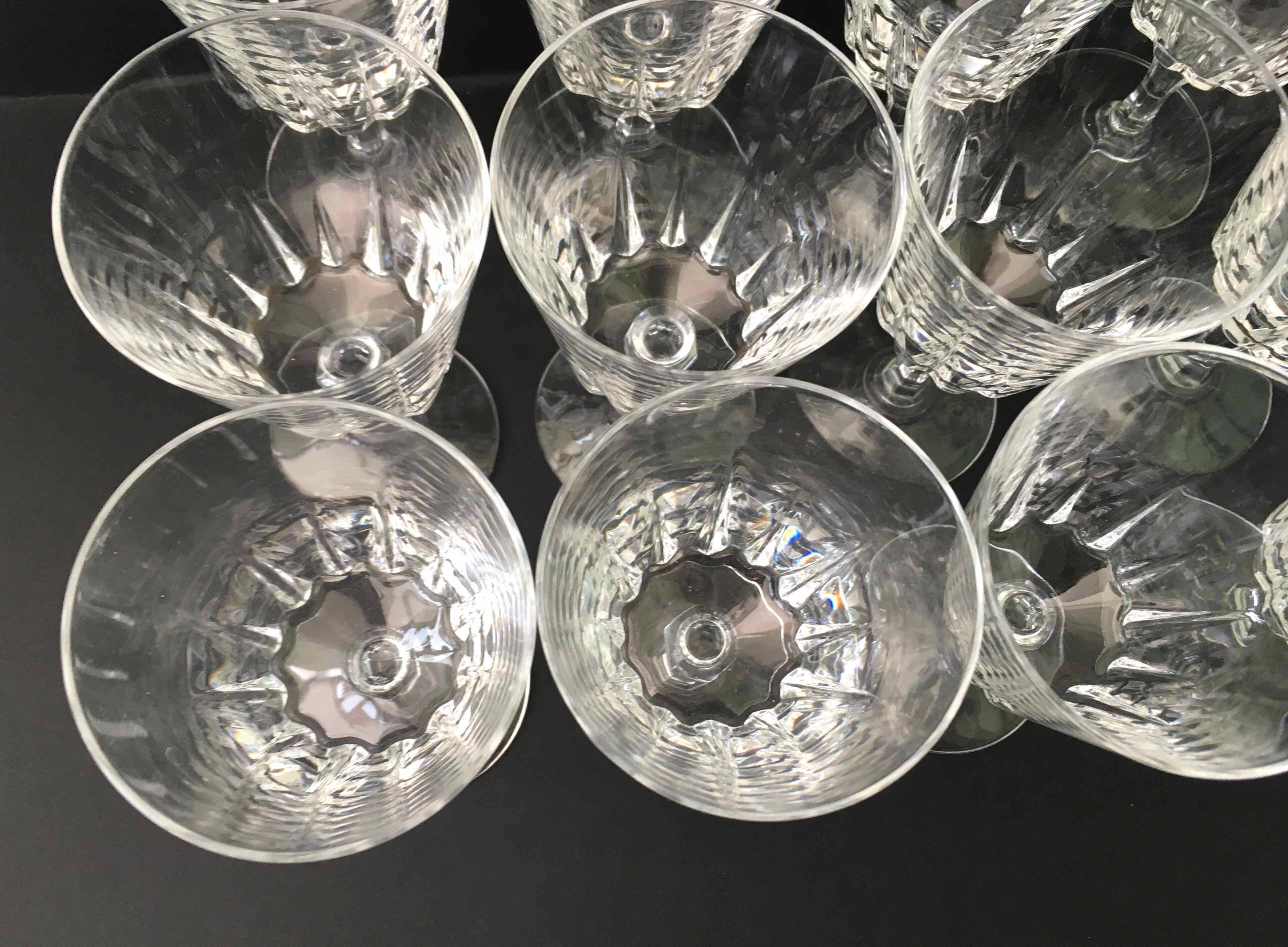 Set of 12 cut crystal wine glasses