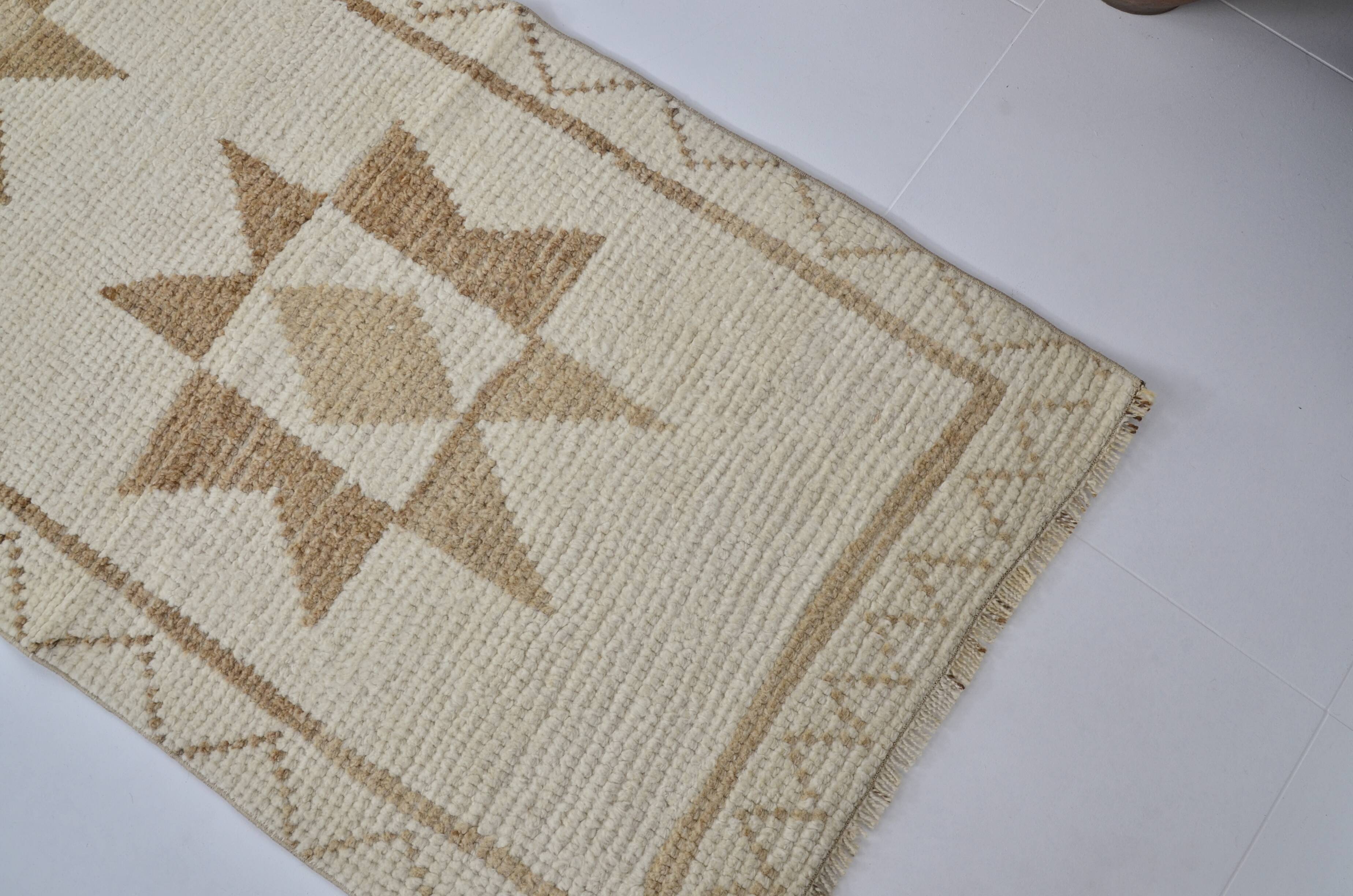 White And Brown Floral Runner Carpet sku 2069
